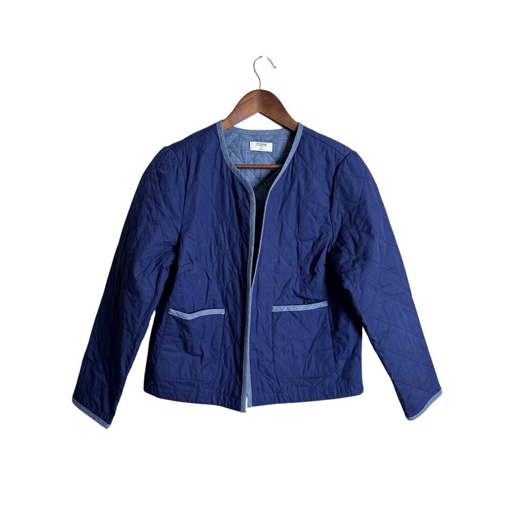 UNTUCKit Leslie Quilted Jacket Blue Modern Preppy Womans Small NWOT